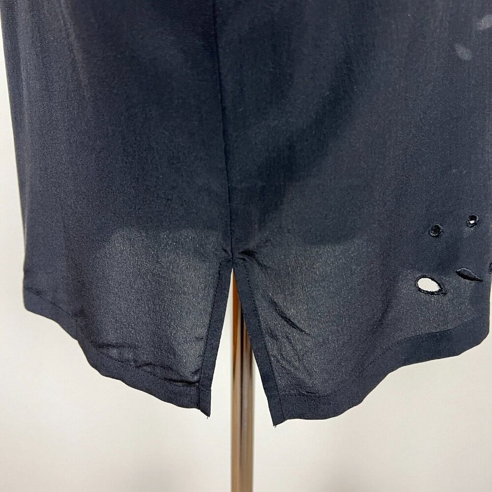 CLUB MONACO Tunic Top Womens Small Black Silk Eyelet 3/4‎ Sleeve Sheer Blouse S - Picture 7 of 16